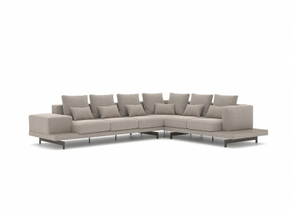 Polstermöbel Grau Designer Ecksofa L-Form Polster Textil Sofa Wohnzimmer